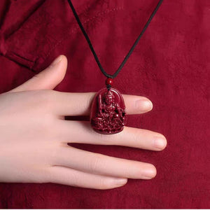 佛教八大護法本命佛朱砂吊墜 Buddha Stones Natural Cinnabar Chinese Zodiac Natal Buddha Cinnabar Keep Away Evil Spirits Rope Necklace pendant