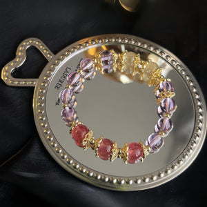 11-<Purple Series> Yellow Rutulated Quartz, Amethyse, Strawberry Quartz