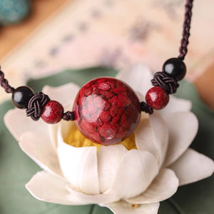 Buddha Stones Natural Cinnabar Stones Bead Blessing Necklace Pendant