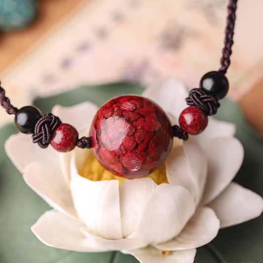 Buddha Stones Natural Cinnabar Stones Bead Blessing Necklace Pendant