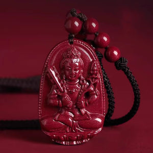 佛教八大護法本命佛朱砂吊墜 Buddha Stones Natural Cinnabar Chinese Zodiac Natal Buddha Cinnabar Keep Away Evil Spirits Rope Necklace pendant