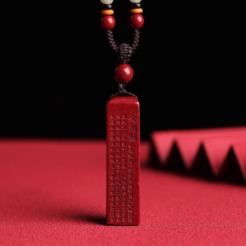 佛教金剛經朱砂吊墜掛件 Buddha Stones Natural Cinnabar Chinese Zodiac Natal Buddha Cinnabar Necklace Pendant