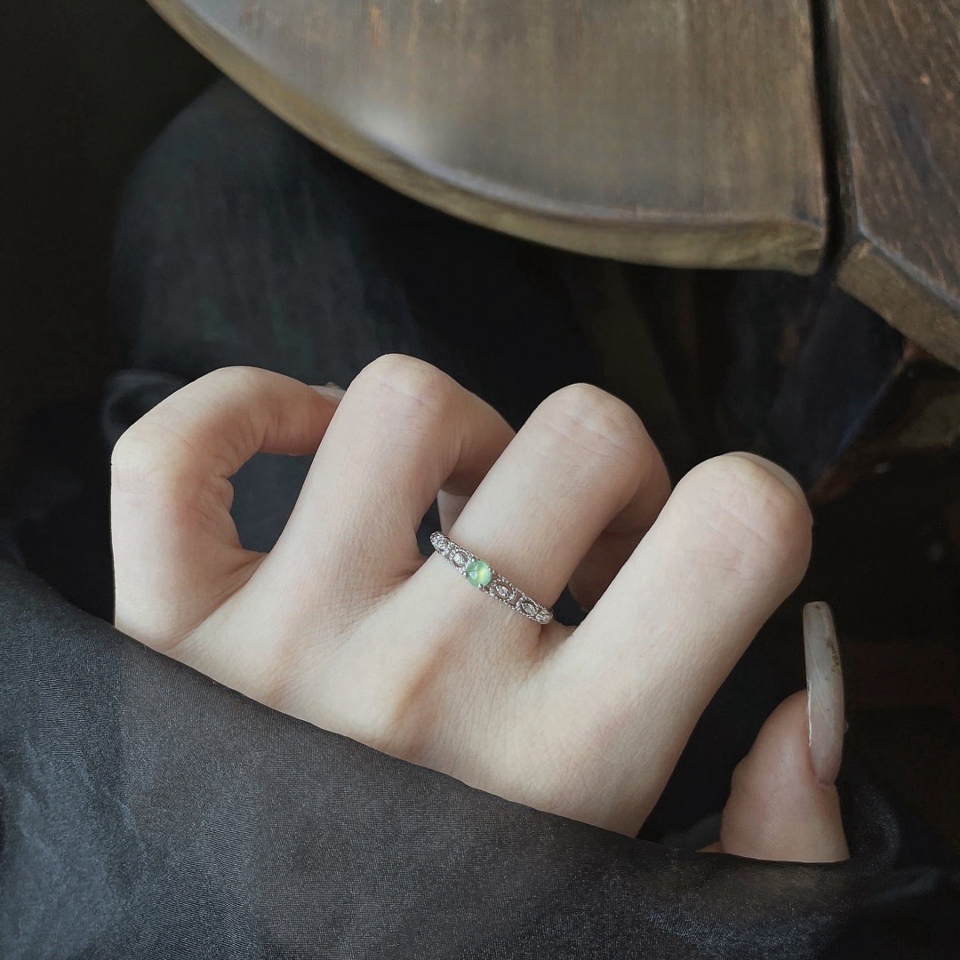 247-<Ring Series > Green jadeite -Brling Jade Ring