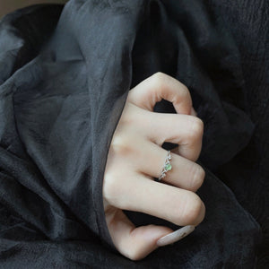 252-<Ring Series > Green Jadeite-Princess crown style