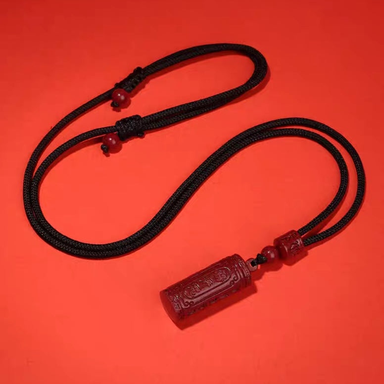 佛教楞嚴咒朱砂吊墜掛件 Buddha Stones Natural Cinnabar Mantra Concentration String Necklace Pendant