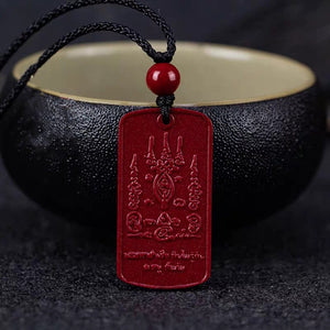 風水擺陣五條經文牌手機繩 Feng shui Stones Natural Cinnabar Pendant Mobile phone pendant