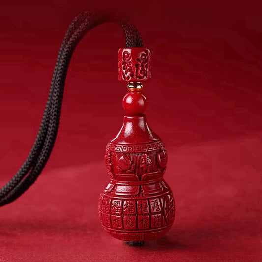 風水擺陣葫蘆葫蘆吊墜掛件  Feng shui Stones Natural Cinnabar gourd Drive away evil and avert disasters Necklace pendant