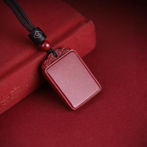 風水擺陣無事牌朱砂吊墜掛件 Feng shui Stones Natural Cinnabar Safe and sound Necklace Pendant