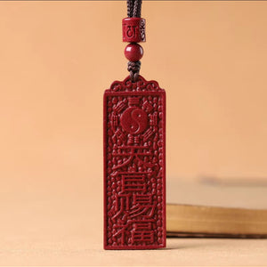 道教天官賜福朱砂吊墜掛件 Taoism Stones Natural Cinnabar Heavenly God blesses the people Necklace Pendant