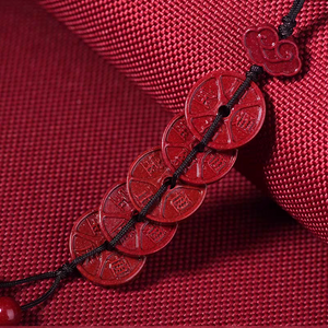 道教五帝錢硃砂手機掛件 Taoism Stones Natural Cinnabar Five Emperors Coins Pendant Mobile phone pendant